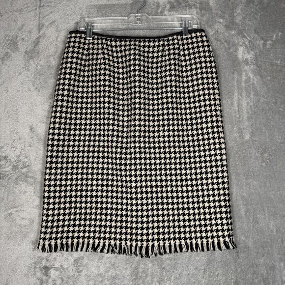 Kasper Skirt Womens‎ 12 Black White Houndstooth Pencil Straight Career Corpcore - Picture 2 of 9